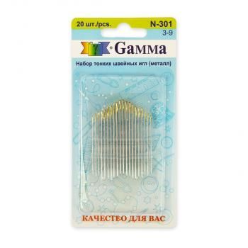 Иглы Gamma для шитья ручные №3-9 N-301 20шт